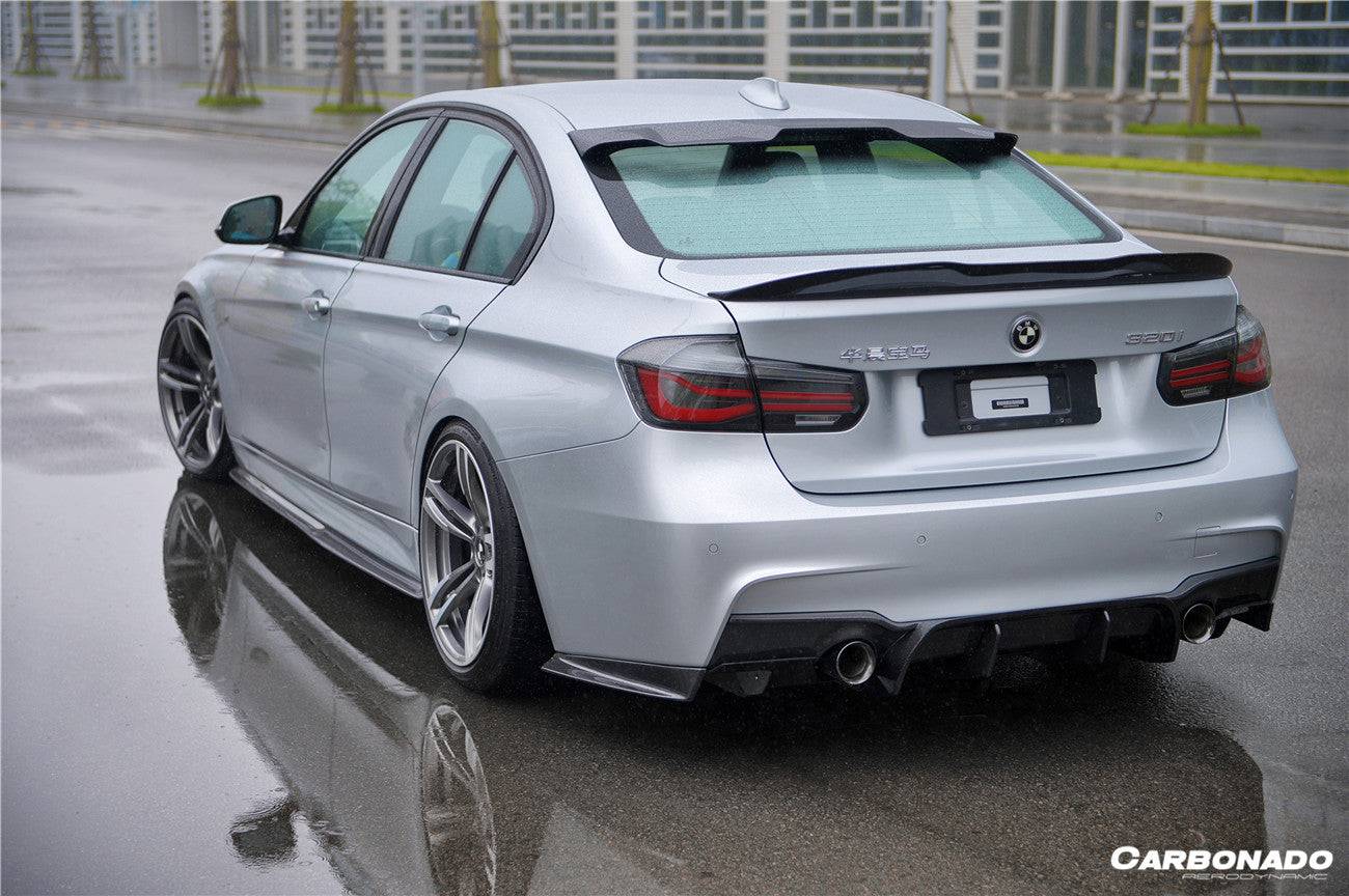 2011-2019 BMW 3 Series F30 F35 M-Tech GV Style Carbon Fiber Rear Lip with Caps - Carbonado