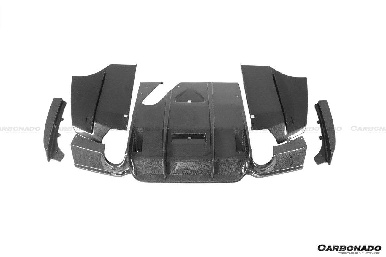 2011-2019 BMW 3 Series F30/F35 M-Tech GV Carbon Fiber Rear Lip w/ Diffuser & Caps - Carbonado Aero