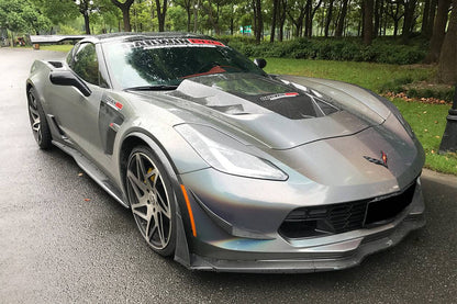 2013-2019 Corvette C7 Z51 Z06 Grandsport Carbon Fiber Front Lip with Caps - Carbonado