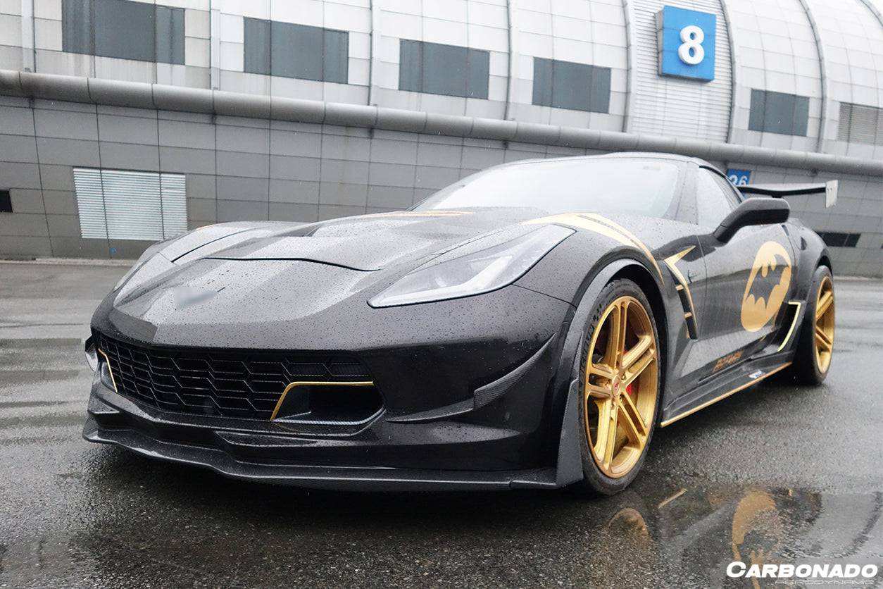 2013-2019 Corvette C7 Z06 Grandsport Carbon Fiber Front Lip w/ Caps - Carbonado Aero