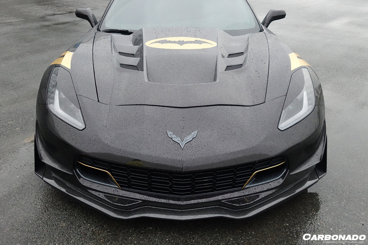 2013-2019 Corvette C7 Z06 Grandsport Carbon Fiber Front Lip w/ Caps - Carbonado Aero