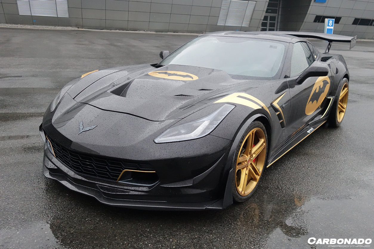 2013-2019 Corvette C7 Z06 Grandsport Carbon Fiber Front Lip w/ Caps - Carbonado Aero