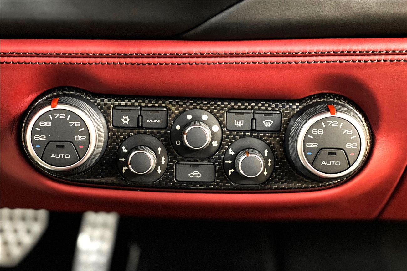 2015-2020 Ferrari 488 GTB & Spider Dry Carbon Fiber AC Control Panel Cover - DarwinPRO Aerodynamics