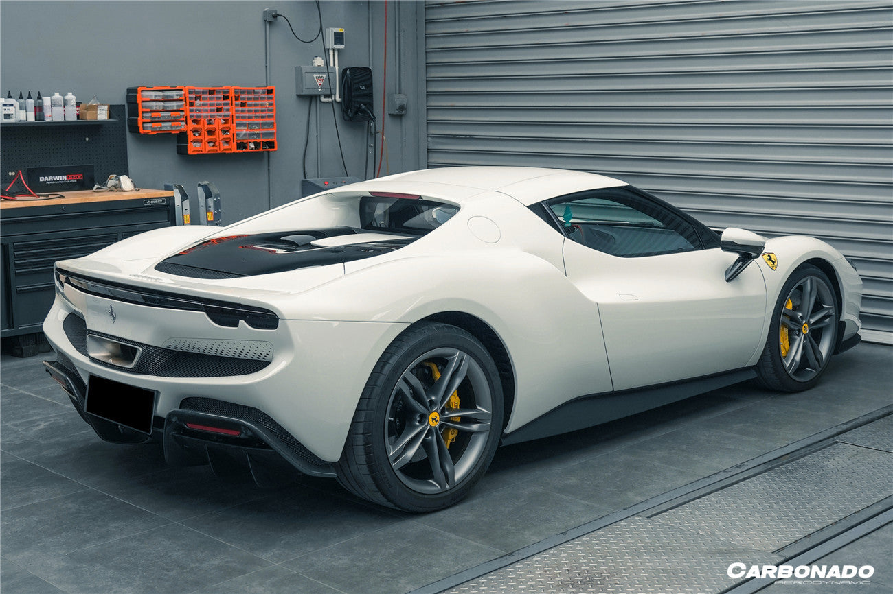 2022-UP Ferrari 296 GTB OE Style Carbon Fiber Rear Bumper With Diffuser - Carbonado Aero