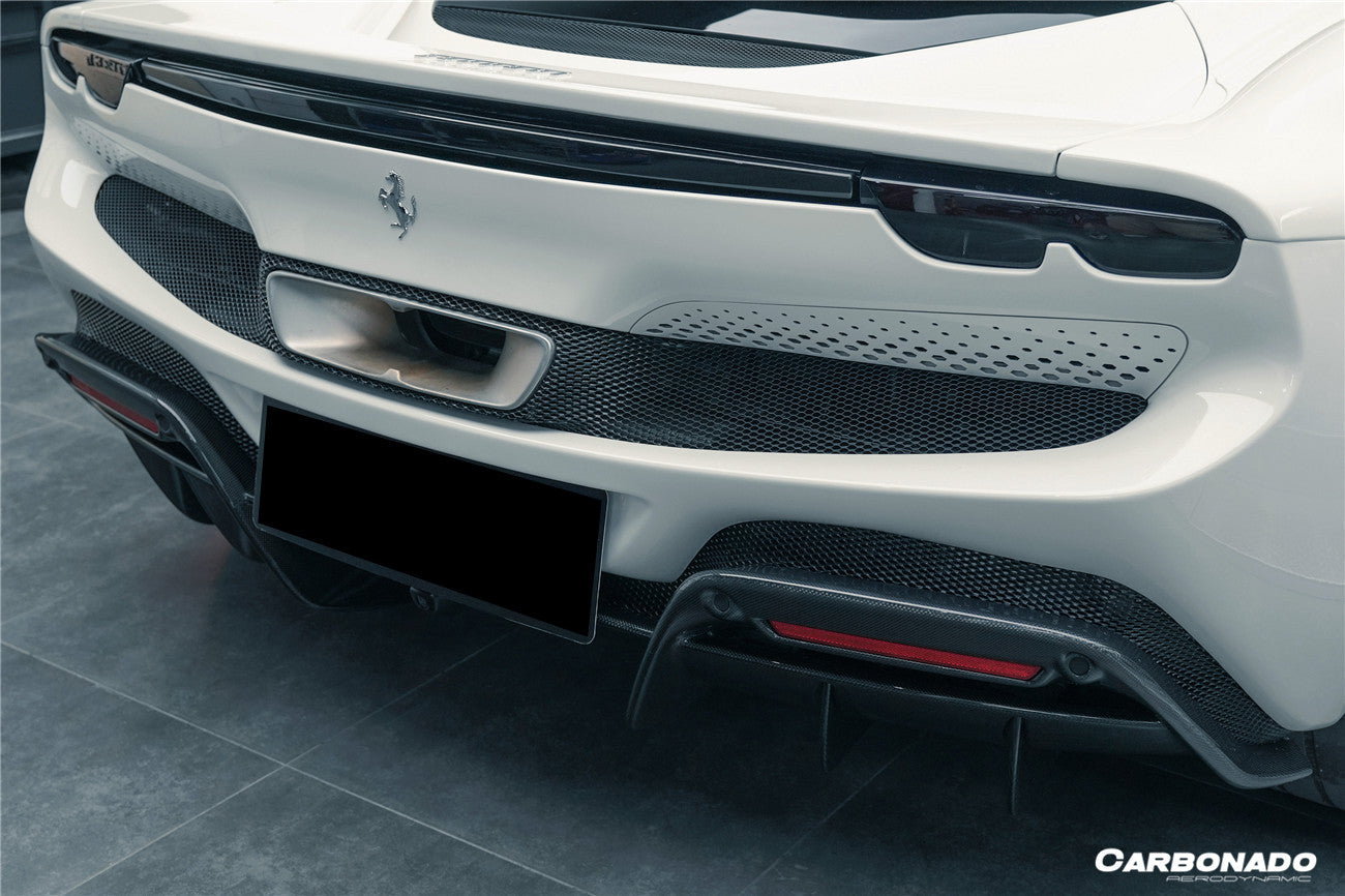 2022-UP Ferrari 296 GTB OE Style Carbon Fiber Rear Bumper With Diffuser - Carbonado Aero