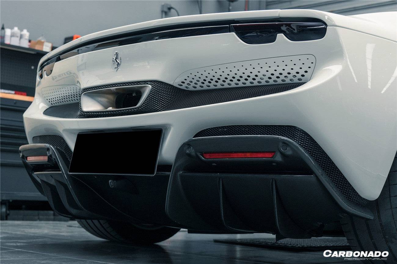 2022-UP Ferrari 296 GTB OE Style Carbon Fiber Rear Bumper With Diffuser - Carbonado Aero