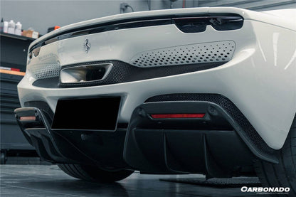 2022-UP Ferrari 296 GTB OE Style Carbon Fiber Rear Bumper With Diffuser - Carbonado Aero