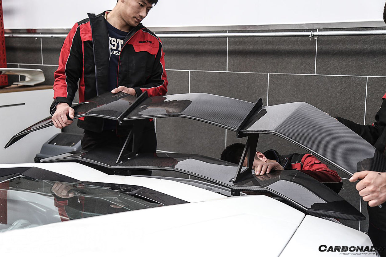 2011-2021 Lamborghini Aventador LP700 LP740 Coupe/Roadster RZS Style Carbon Fiber Trunk Spoiler - Carbonado Aero