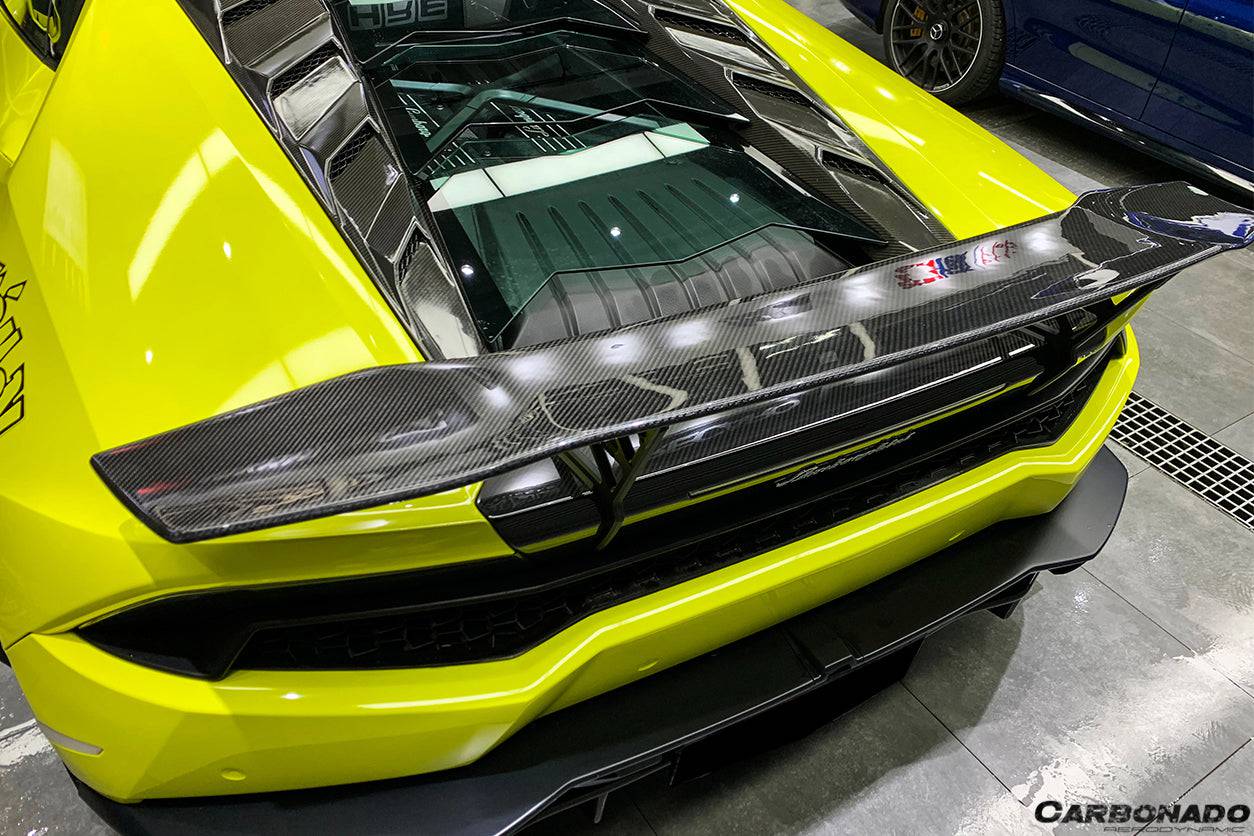 2015-2020 Lamborghini Huracan LP610 LP580 DC Style Carbon Fiber Trunk Spoiler Wing w/ Base - Carbonado Aero