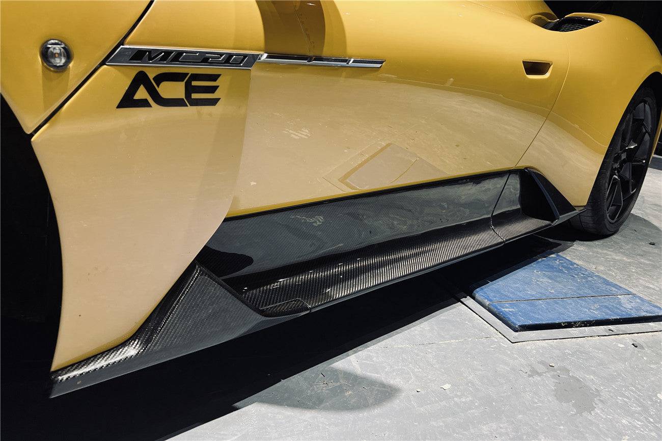 2020-2024 Maserati MC20 OEM Style DRY Carbon Fiber Side Skirts - Carbonado