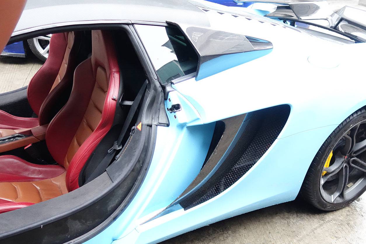 2011-2017 McLaren 650S & MP4 12C BKSS Style Carbon Fiber Quarter Window Scoops - Carbonado