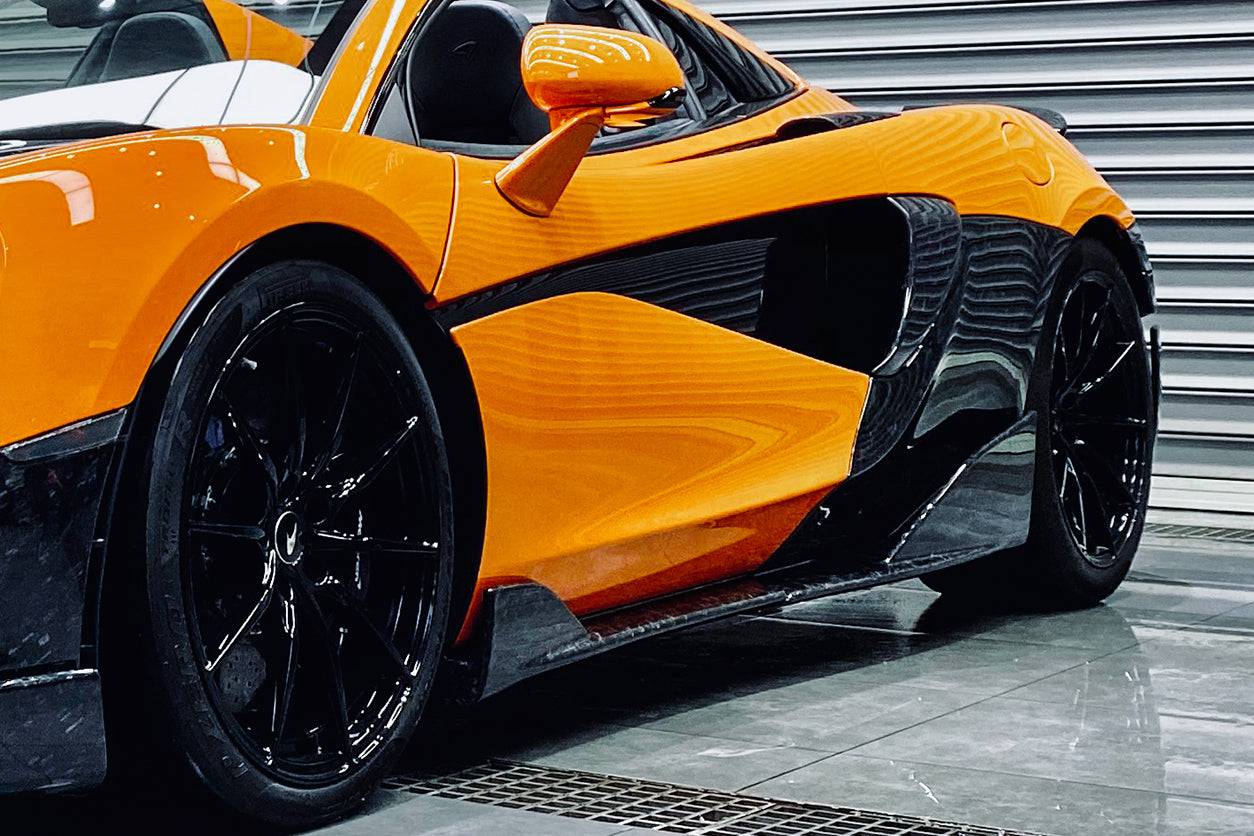 2018-2021 McLaren 570/600LT OEM Style Carbon Fiber Side Skirts Under Board - Carbonado Aero