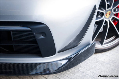 2019-2023 Porsche 911 992 Carrera/Targa Sport Design WP Style Dry Carbon Fiber Bumper Canards - Carbonado Aero