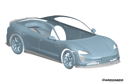 2019-2024 Porsche Taycan & GTS & Turbo AD Style DRY Carbon Fiber Side Skirts - Carbonado