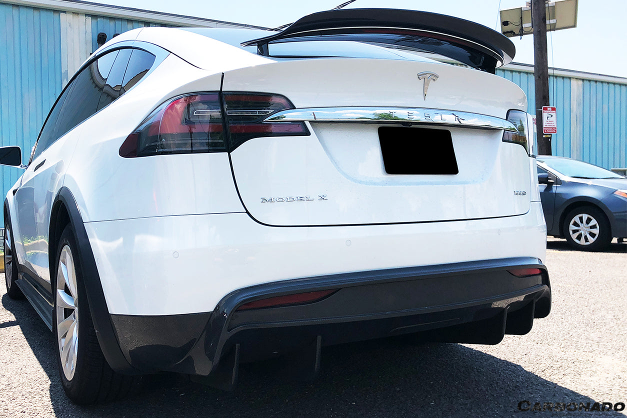 2019-2021 Tesla Model X SUV RZS Style Carbon Fiber Rear Diffuser - Carbonado Aero