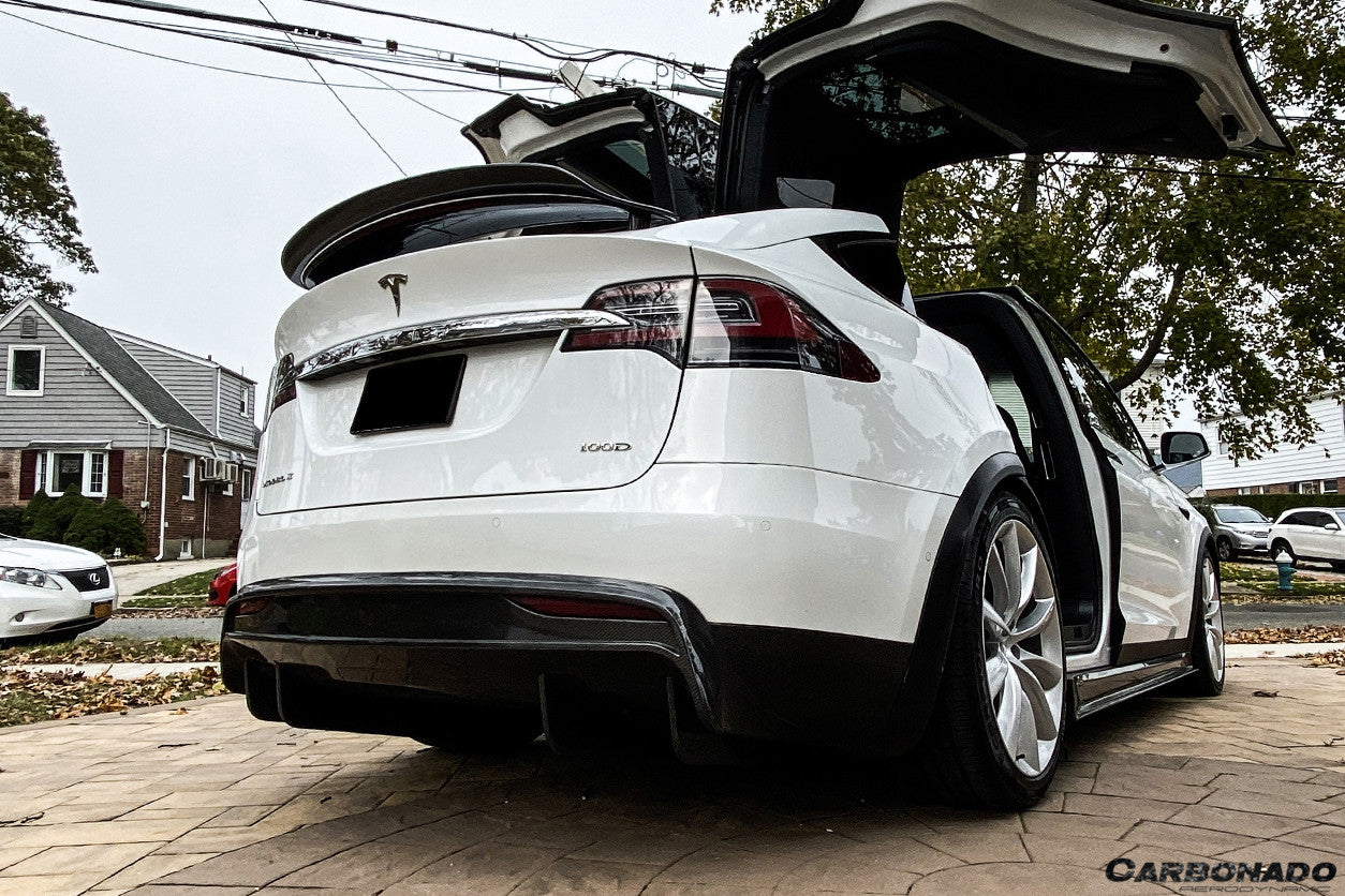 2016-2018 Tesla Model X SUV RZS Style Carbon Fiber Rear Lip - Carbonado Aero