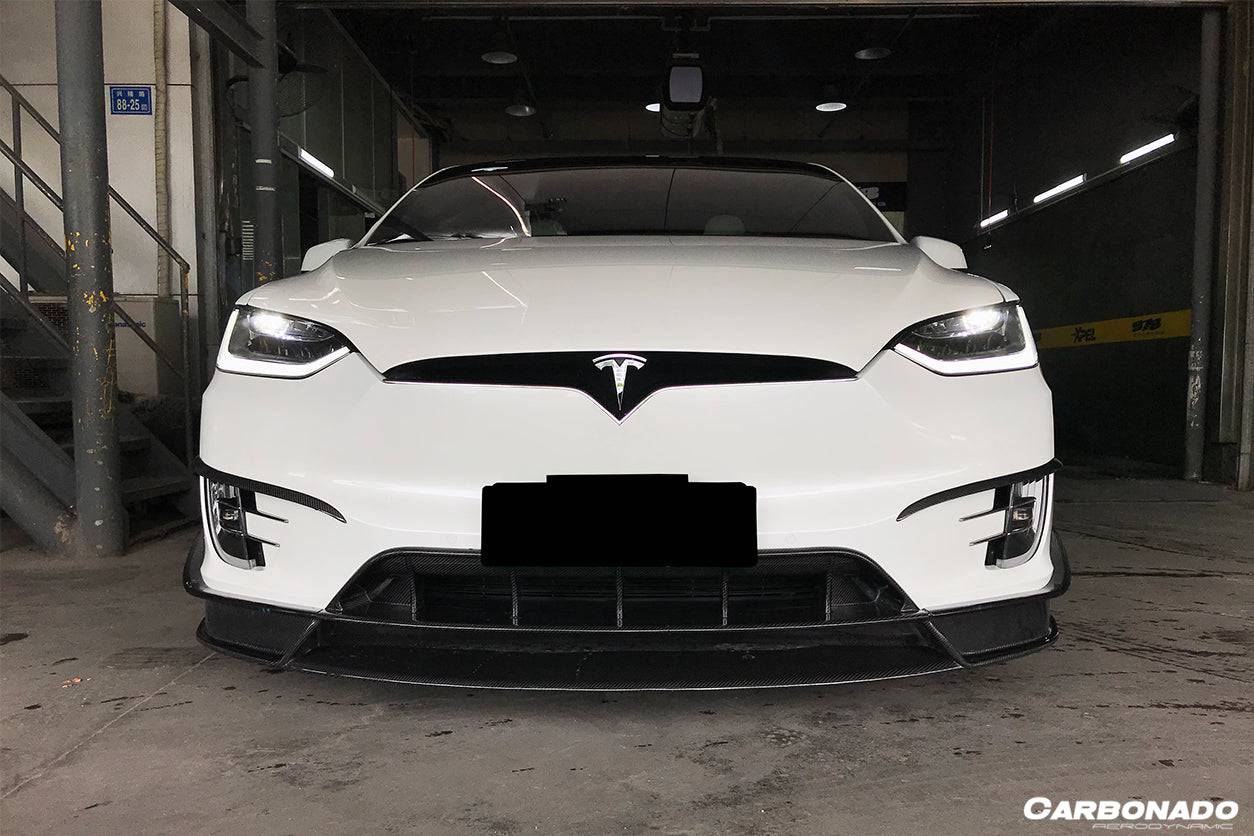 2016-2021 Tesla Model X SUV RZS Style Carbon Fiber Front Canards - Carbonado Aero