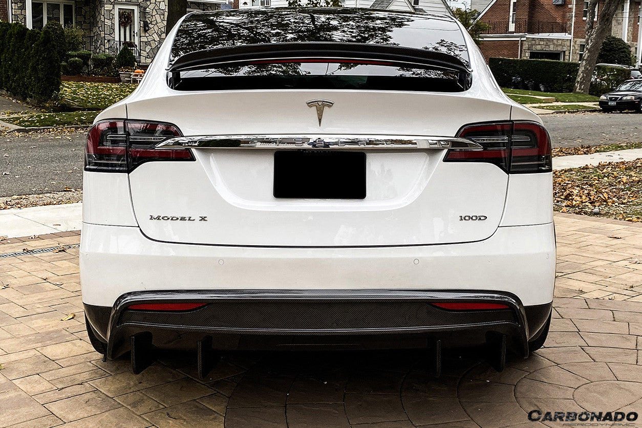 2016-2018 Tesla Model X SUV RZS Style Carbon Fiber Rear Lip - Carbonado Aero