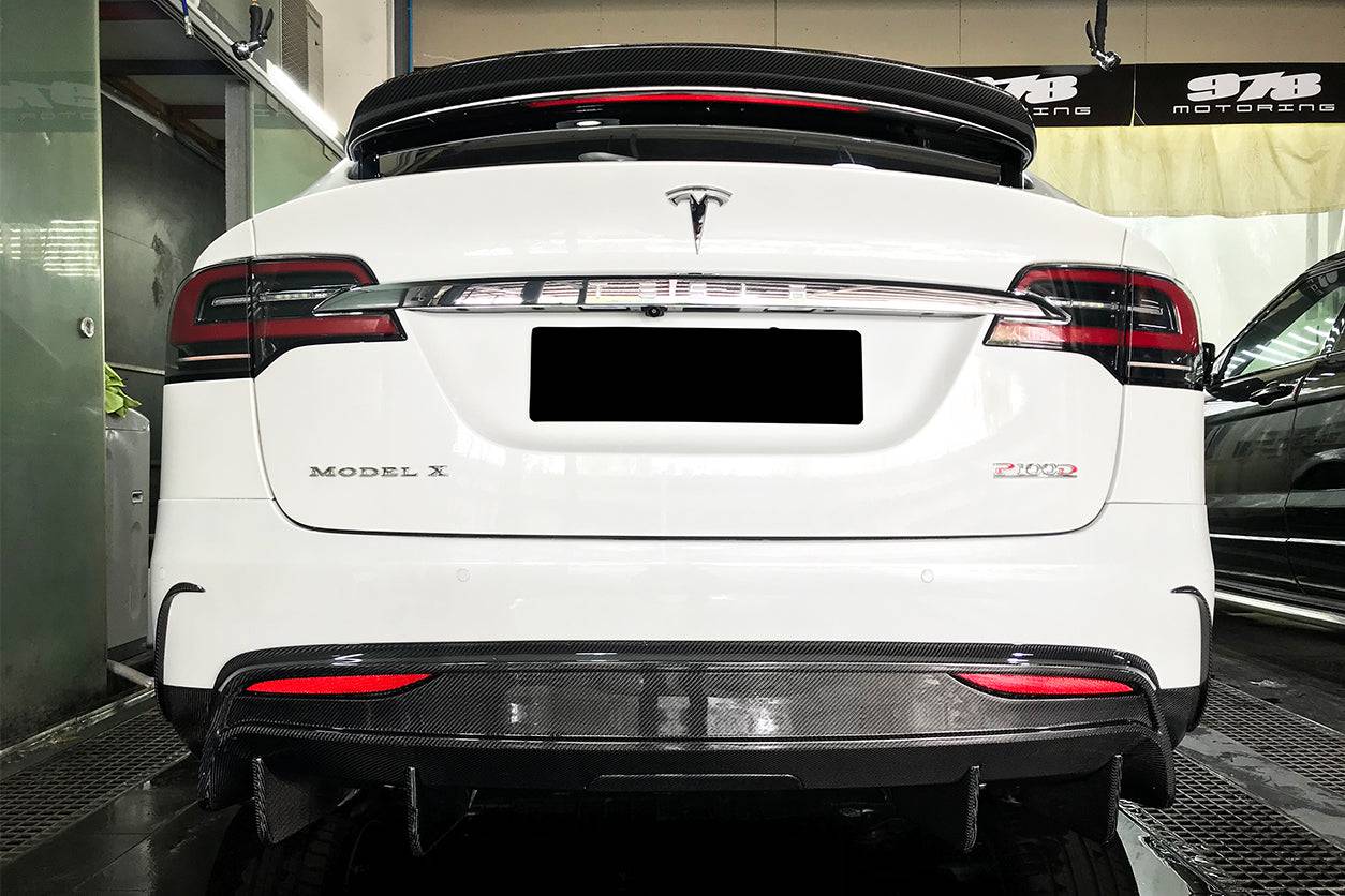 2019-2021 Tesla Model X SUV RZS Style Carbon Fiber Rear Diffuser - Carbonado