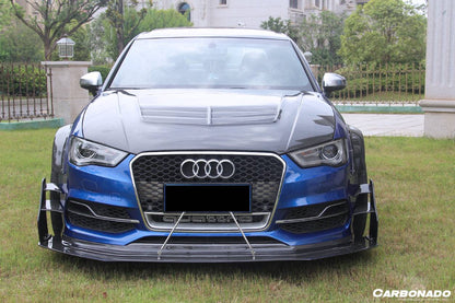 2013-2016 Audi S3 A3 Sline Sedan BKSS Style Carbon Fiber Front Lip With Under Board - Carbonado