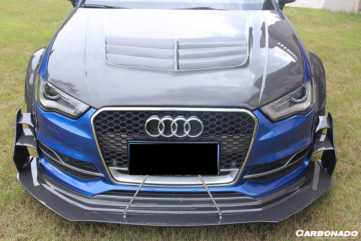 2013-2016 Audi S3 A3 Sline Sedan BKSS Style Carbon Fiber Front Lip&amp;Front Lip Under Board - Carbonado Aero