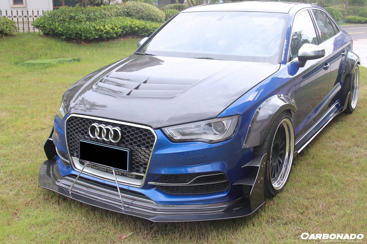 2013-2016 Audi S3 A3 Sline Sedan BKSS Style Carbon Fiber Front Lip&amp;Front Lip Under Board - Carbonado Aero