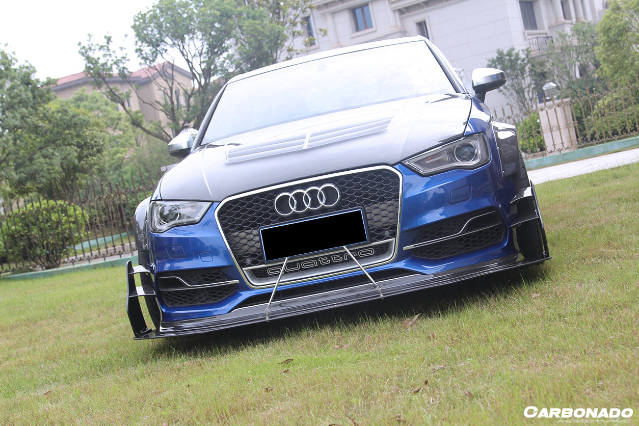 2013-2016 Audi S3 A3 Sline Sedan BKSS Style Carbon Fiber Front Lip&amp;Front Lip Under Board - Carbonado Aero