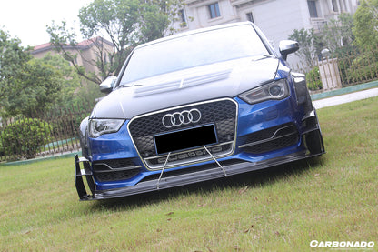 2013-2016 Audi S3 A3 Sline Sedan BKSS Style Carbon Fiber Front Lip&amp;Front Lip Under Board - Carbonado Aero