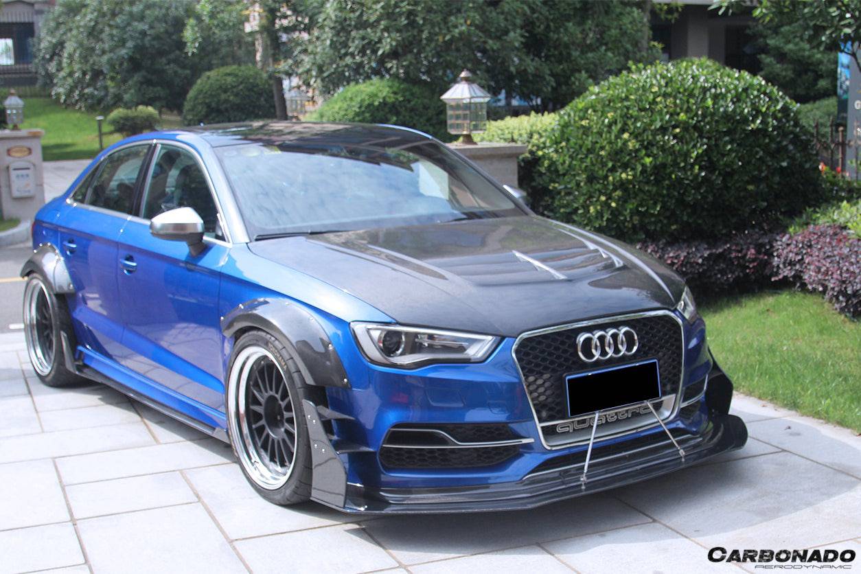 2013-2016 Audi S3 A3 Sline Sedan BKSS Style Carbon Fiber Front Lip&amp;Front Lip Under Board - Carbonado Aero