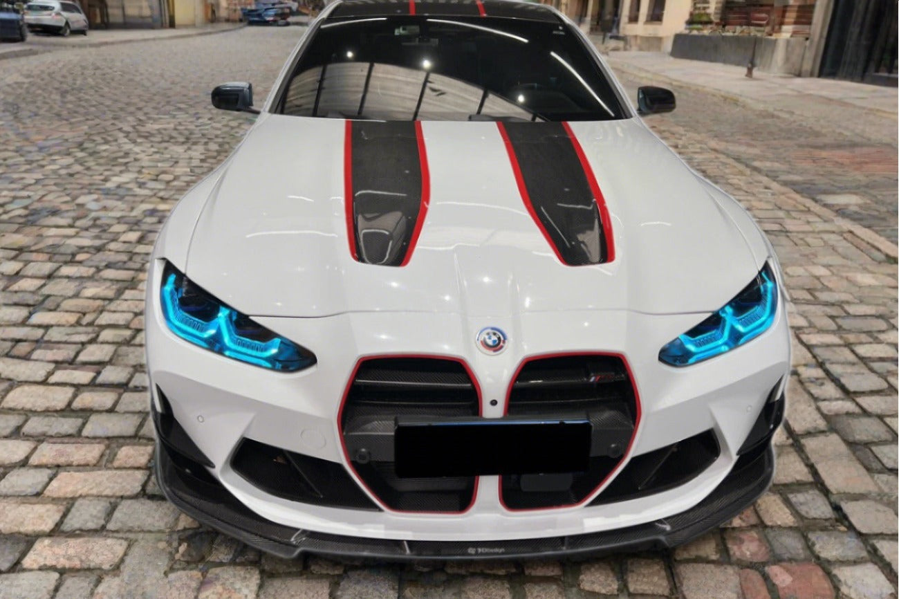 2021-2024 BMW M3 G80 & G81 M4 G82 & G83 D3 Style DRY Carbon Fiber Fornt Lip Splitter with Winglets - Carbonado