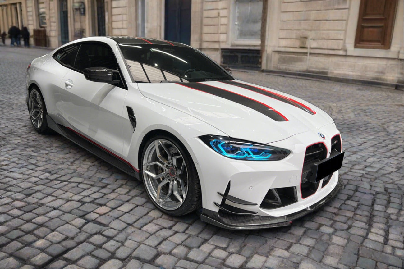 2021-2024 BMW M3 G80   G81 M4 G82   G83 D3 Style DRY Carbon Fiber Fornt Lip Splitter with Winglets