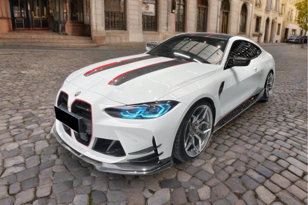2021-2024 BMW M3 G80 & G81 M4 G82 & G83 D3 Style DRY Carbon Fiber Fornt Lip Splitter with Winglets - Carbonado