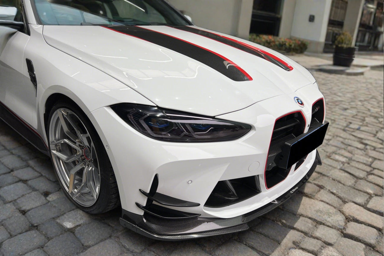 2021-2024 BMW M3 G80   G81 M4 G82   G83 D3 Style DRY Carbon Fiber Fornt Lip Splitter with Winglets