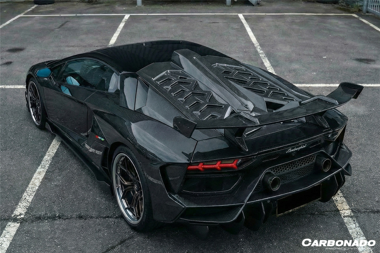 2011-2021 Lamborghini Aventador Coupe CA Style Carbon Fiber Engine Hood And Wing  | Fits LP700, LP720, LP750, LP740