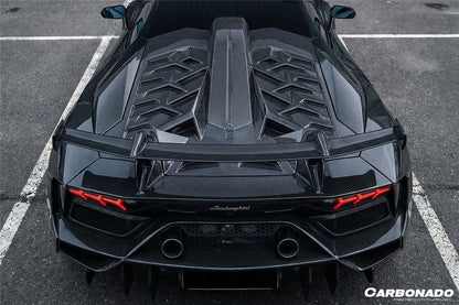 2011-2021 Lamborghini Aventador Coupe CA Style Carbon Fiber Engine Hood And Wing  | Fits LP700, LP720, LP750, LP740