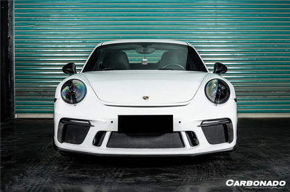Carbonado 2017-2019 Porsche 911 991.2 GT3 OE Style Dry Carbon Fiber Front Bumper Daytime Running Light Trims - Carbonado