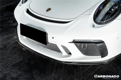 Carbonado 2017-2019 Porsche 911 991.2 GT3 OE Style Dry Carbon Fiber Front Bumper Daytime Running Light Trims