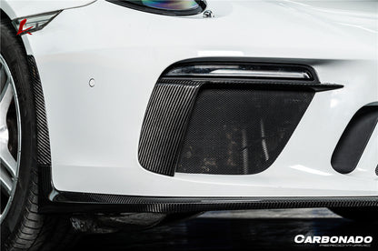 Carbonado 2017-2019 Porsche 911 991.2 GT3 OE Style Dry Carbon Fiber Front Bumper Daytime Running Light Trims