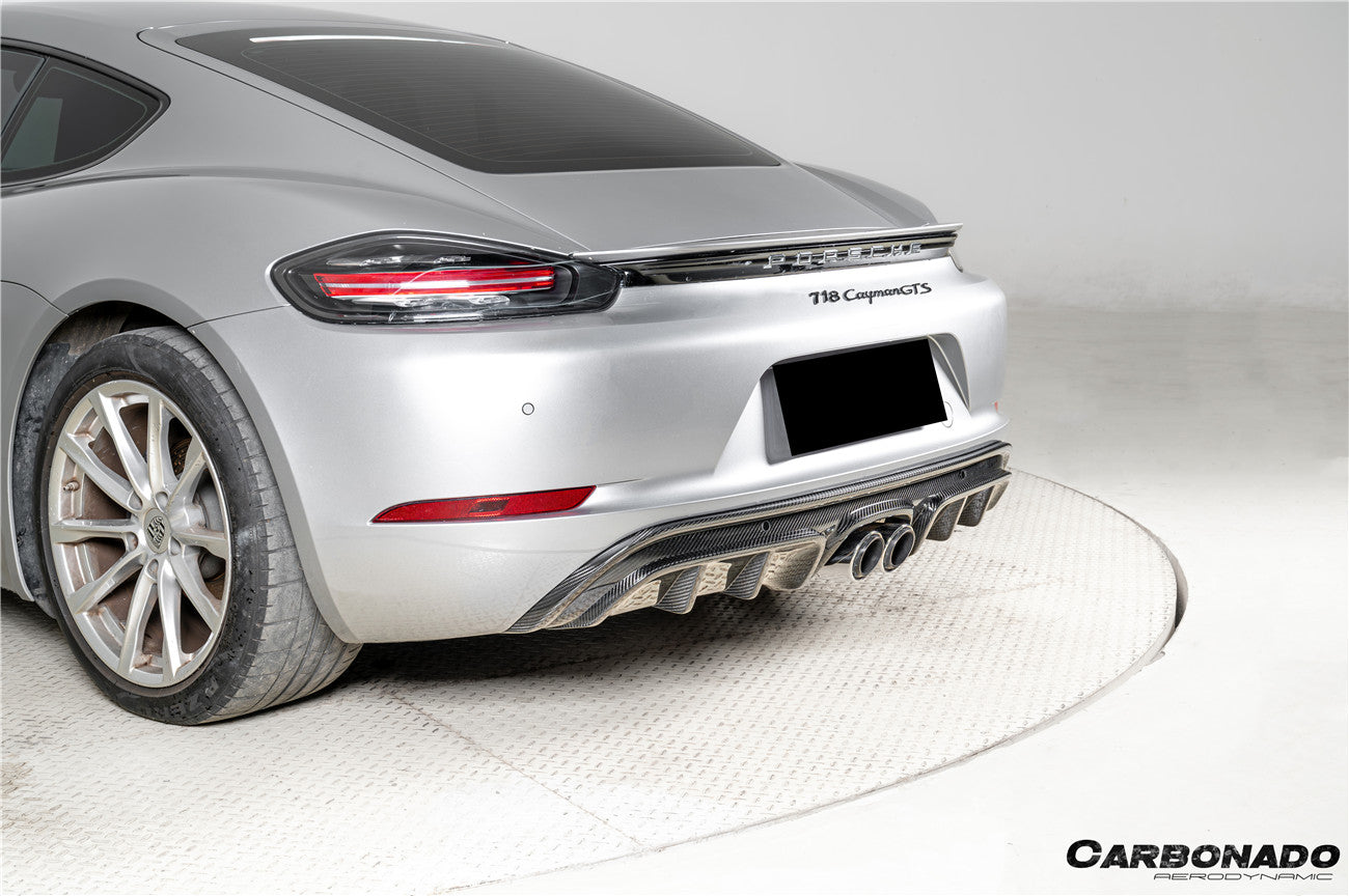 2017-2023 Porsche 718 Cayman & Boxster GTS Style Dry Carbon Fiber Rear Diffuser Lip - Carbonado