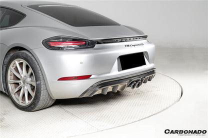 2017-2023 Porsche 718 Cayman & Boxster GTS Style Dry Carbon Fiber Rear Diffuser Lip - Carbonado
