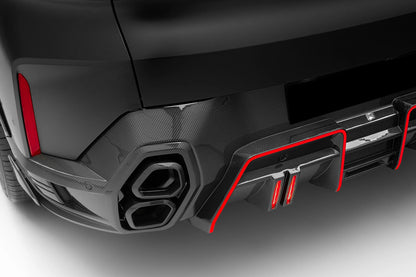 2023-2026 BMW XM G09 LD Style Dry Carbon Fiber Rear Diffuser Lip with Exhaust
