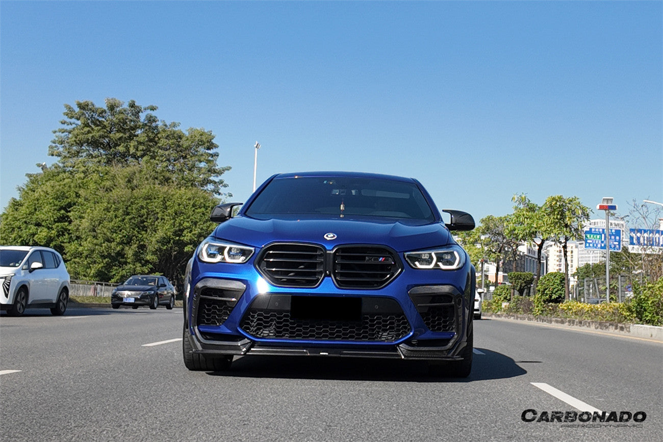 2020-2023 BMW X6M F96 AD Style Dry Carbon Fiber Front Bumper Air Inlet Vent Trims - Carbonado