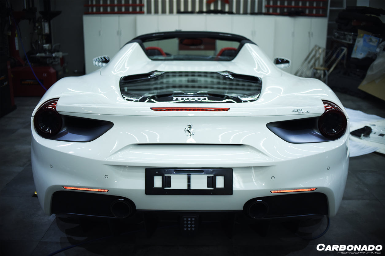 2015-2019 Ferrari 488 Spyder 1x1 Weave Dry Carbon Fiber Engine Hood With Glass - Carbonado Aero