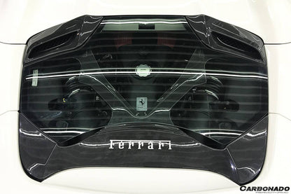 2015-2019 Ferrari 488 Spyder 1x1 Weave Dry Carbon Fiber Engine Hood With Glass - Carbonado Aero