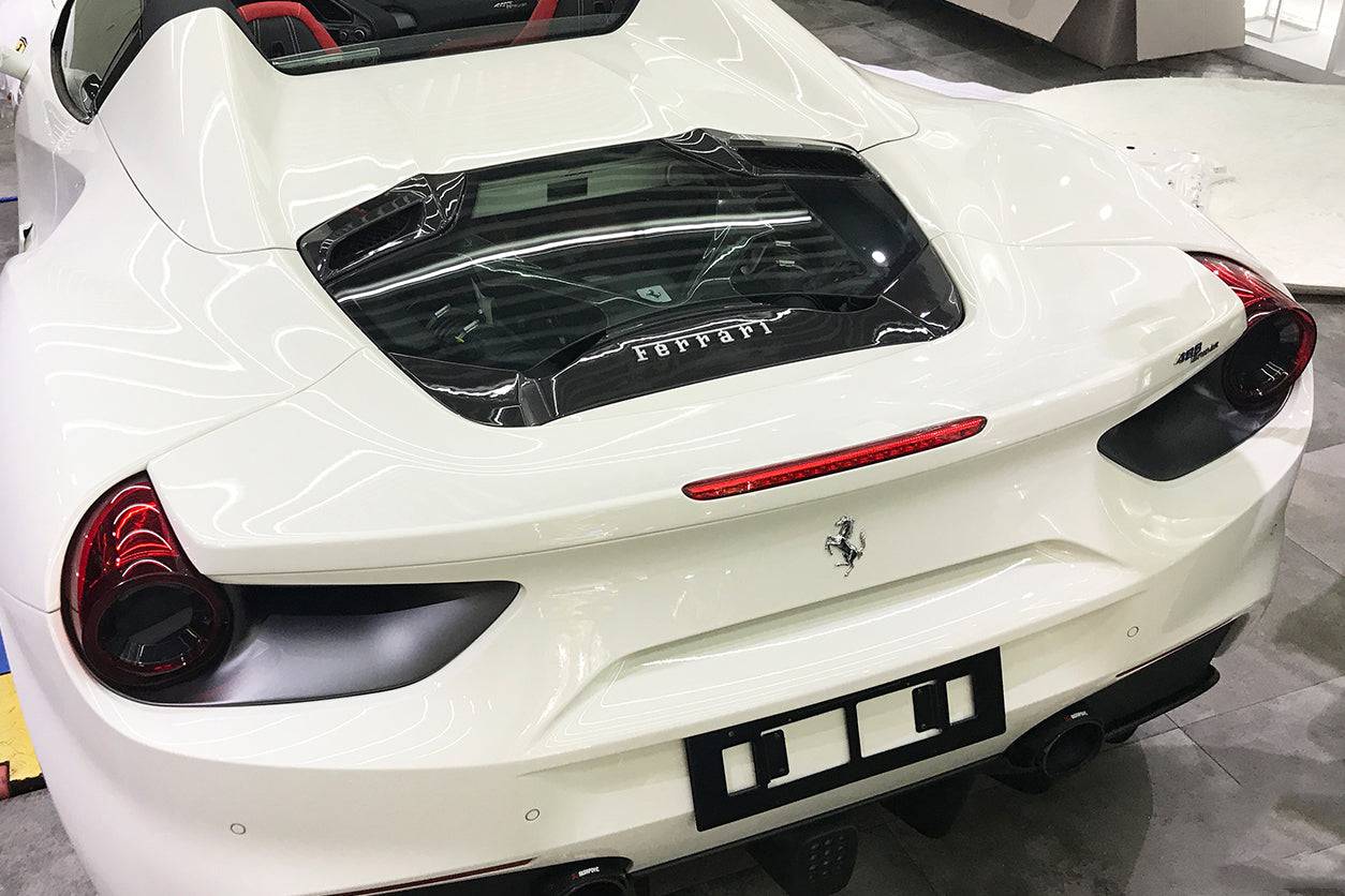 2015-2019 Ferrari 488 Spider 1x1 Weave Dry Carbon Fiber Engine Hood With Glass - Carbonado