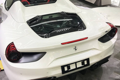 2015-2019 Ferrari 488 Spider 1x1 Weave Dry Carbon Fiber Engine Hood With Glass - Carbonado