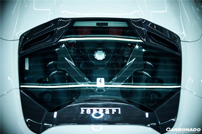 2015-2020 Ferrari 488 Spider Dry Carbon Fiber Engine Hood With Glass
