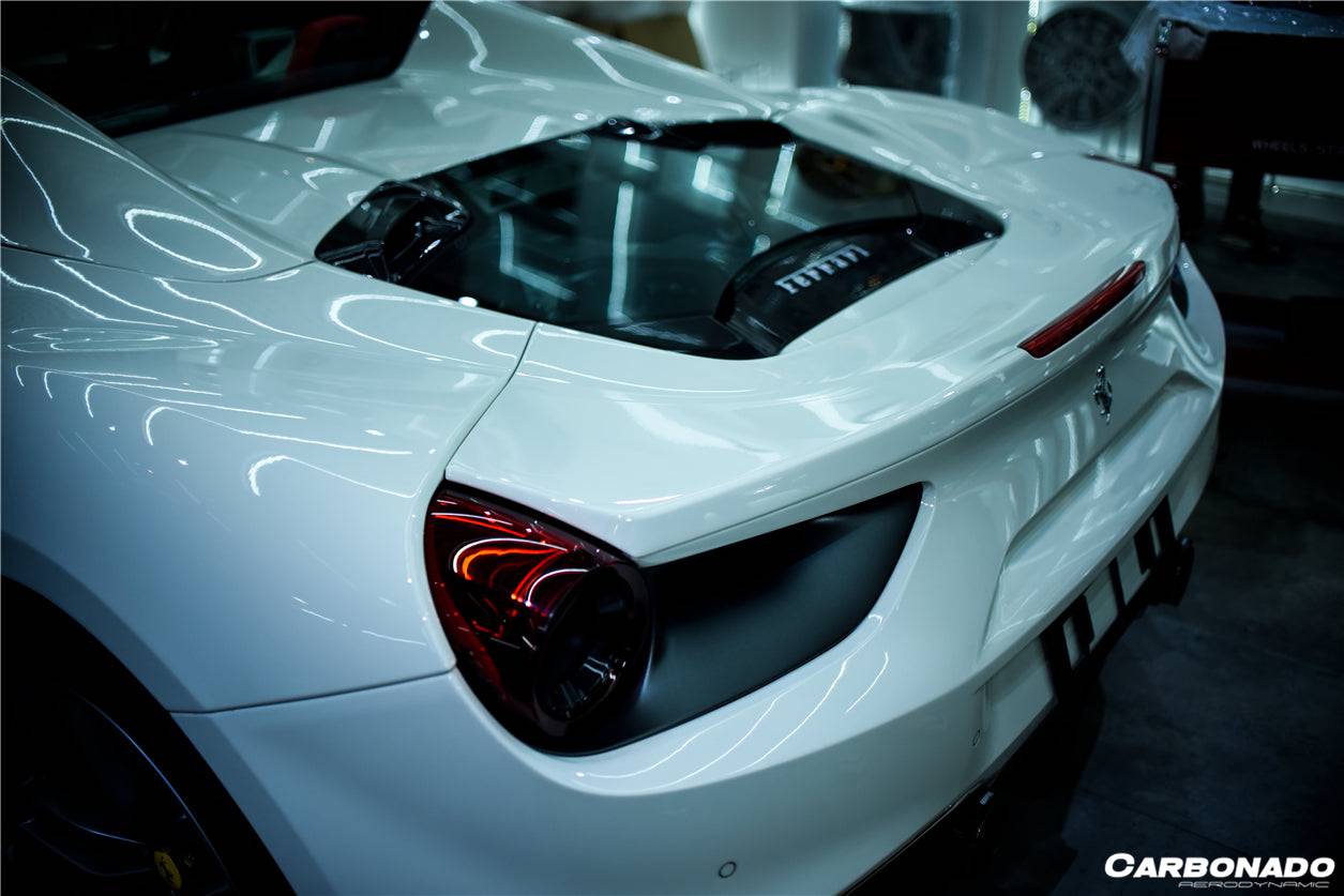 2015-2019 Ferrari 488 Spyder 1x1 Weave Dry Carbon Fiber Engine Hood With Glass - Carbonado Aero