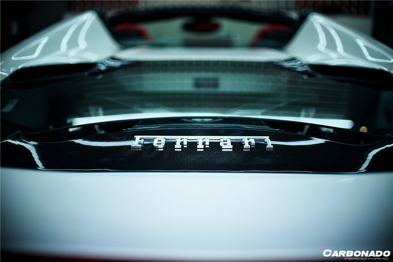 2015-2019 Ferrari 488 Spyder 1x1 Weave Dry Carbon Fiber Engine Hood With Glass - Carbonado Aero