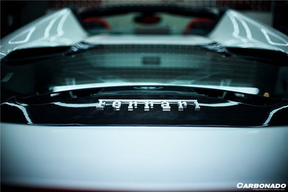 2015-2019 Ferrari 488 Spyder 1x1 Weave Dry Carbon Fiber Engine Hood With Glass - Carbonado Aero